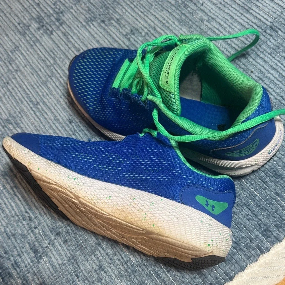 Under Armour Charged Pursuit Kids Running Shoes Blue Green Size‎ 7Y